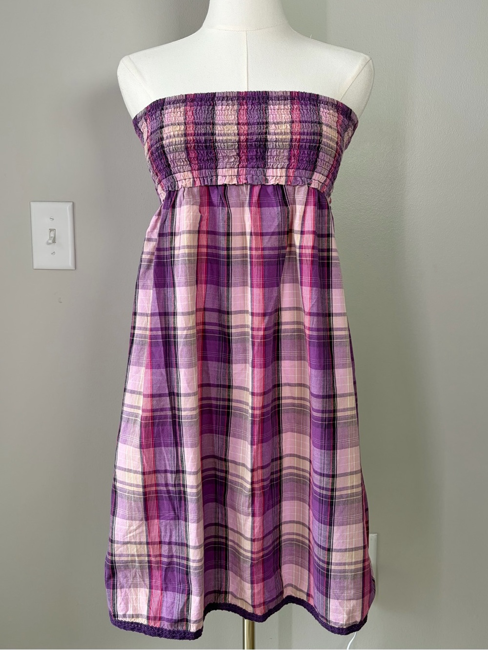 Mossimo Supply Co Y2K Plaid Strapless Mini Dress